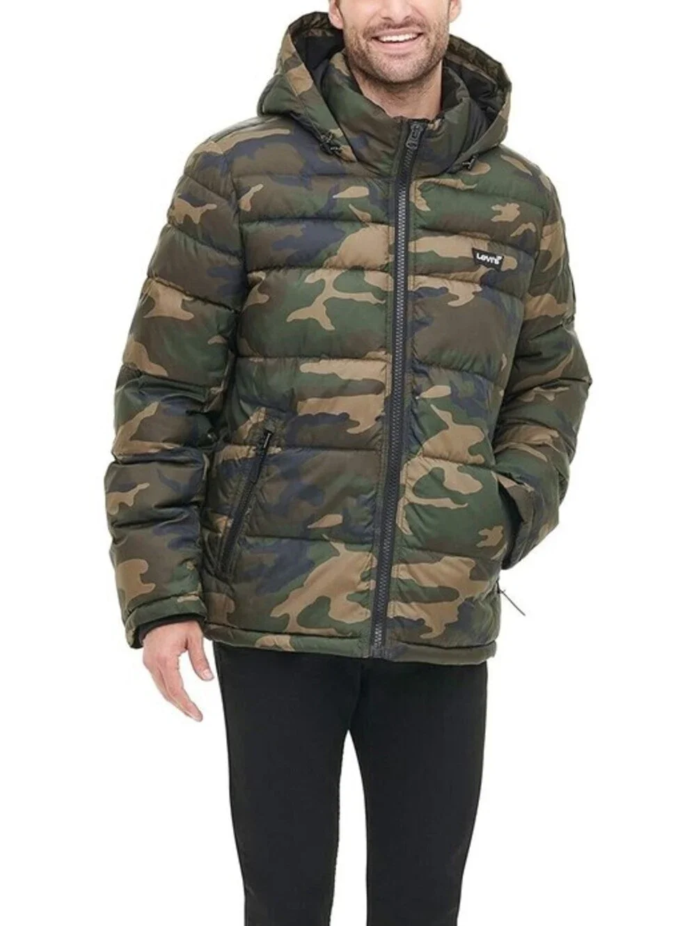 Levi's Arctic Quilted Camo Hooded Winter Puffer Jacket Parka Mid Ski Men XXL 2XL